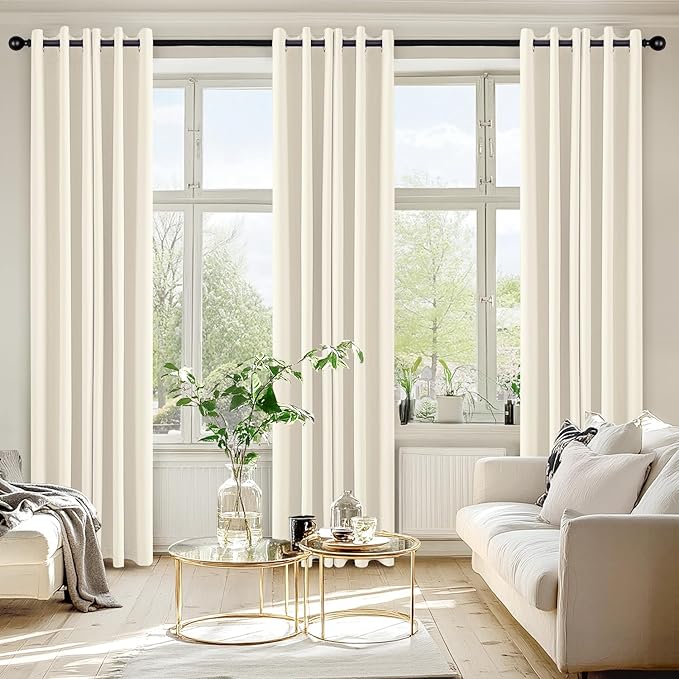 MIULEE Birch Blackout Curtains for Bedroom Living Room 72 Inches Long 2 Panels, Thermal Insulated Room Darkening Drapes Solid Grommet Noise Reduction Light Blocking Window Treatments 40x72 Inch