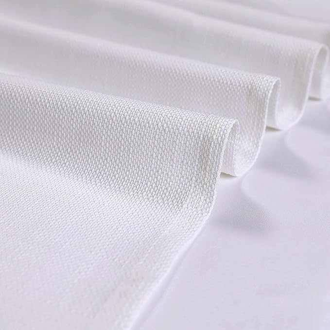Chyhomenyc White Valance for Windows, Light Filtering Faux Linen Textured Decorative Rod Pocket Small Short Valance for Bathroom Laundry Basement, 60Wx14L inch, 1 Piece