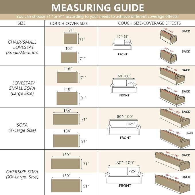 MYSKY HOME Oversized Couch Cover Sofa Covers Couch Covers for 3 Cushion Couch Sofa Pet Friendly L Shaped Couch Cover Sectional Couch Covers Non Slip Furniture Protector for Kids, 91"x150", Chocolate