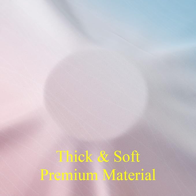 Ombre Pink and Blue Blackout Curtains 45 Inches Long, Full Light Blocking Curtains for Bedroom, Wavy Line Pattern Grommet Thermal Insulated Gradient Drapes for Living Room,42x45 Inch, 2 Panels