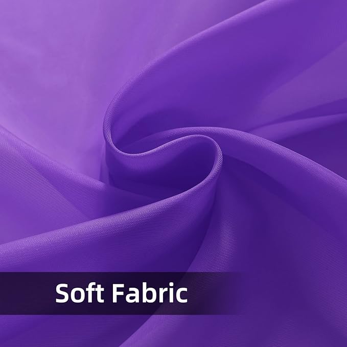 youleyar Solid Sheer Rod Pocket Curtain Voile Draperies 2 Panels White Beige Black Grey Coffee 52 Inch Width 72 Inch Long 1 Pair for Kitchen Bedroom Children Living Room Yard (Purple,52Wｘ72L)