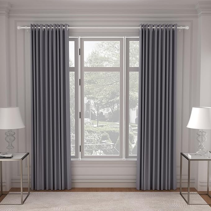 SMODBRODRE Curtain Rods for Window 32 to 78, White 5/8 inch Splicing Single Window Curtain Rod Set with Brackets