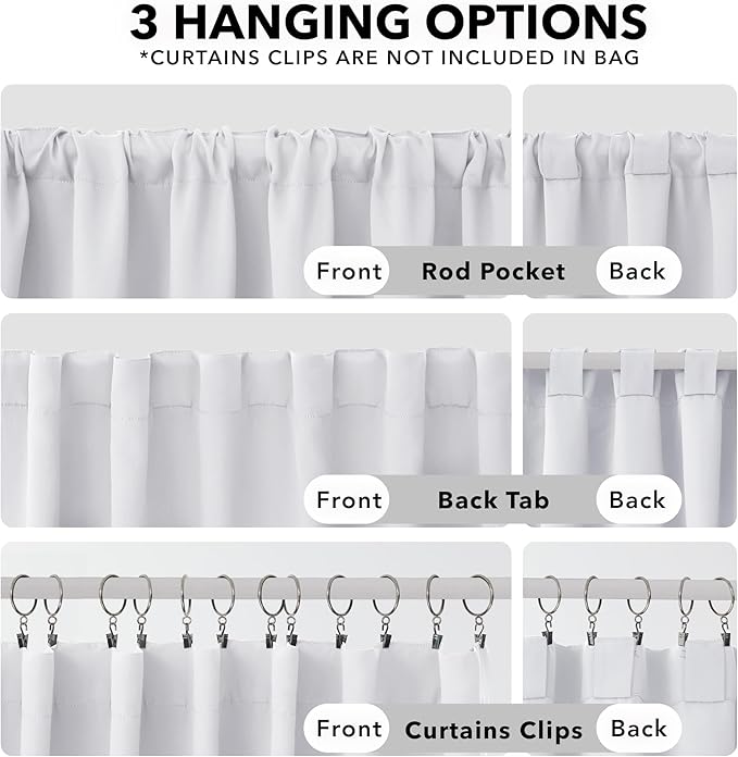 Deconovo Blackout Curtain Panels for Kids Bedroom Room Darkening Back Tab and Rod Pocket Curtains 42Wx72L Inch Greyish White 2 Panels