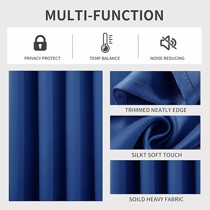 Joydeco Blackout Curtains 84 inches Long 2 Panels Set, Thermal Insulated Long Curtains & Drapes 2 Burg, Room Darkening Grommet Drapes for Bedroom Living Room Windows (W42 x L84 Inch, Royal Blue)