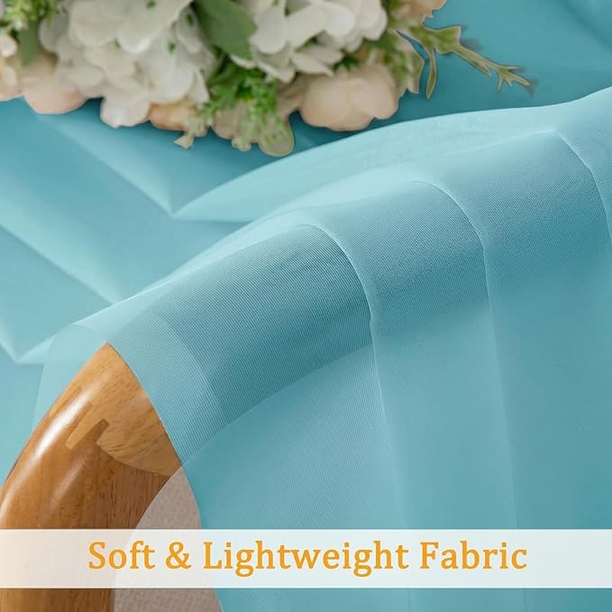 Gwine Sheer Curtains for Bedroom 54 inches Long - Light Filtering Voile Window Curtain Panels, Airy Transparent Rod Pocket Sheer Drapes for Living Room, Each 42Wx54L, 2 Panels, Aqua