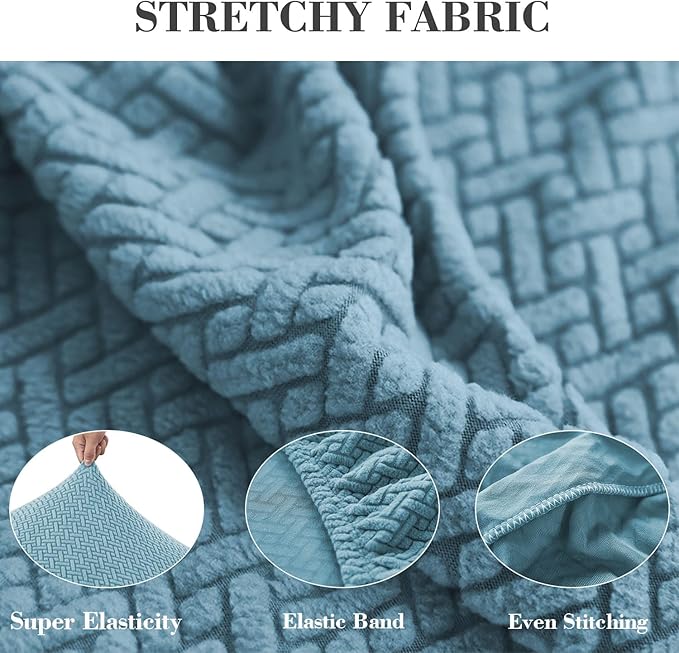 Couch Covers for 3 Cushion Sofa Pet Friendly Couch Cushion Covers Universal Sofa Covers Washable Stretch Slipcovers for Sectional Sofa (Texture Sea Blue,Large Triple Seat Cover)