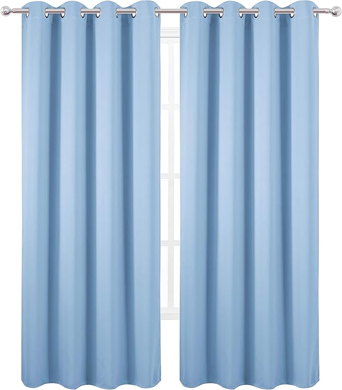 LEMOMO Sky Blue Thermal Blackout Curtains/52 x 108 Inch/Set of 2 Panels Room Darkening Curtains for Bedroom