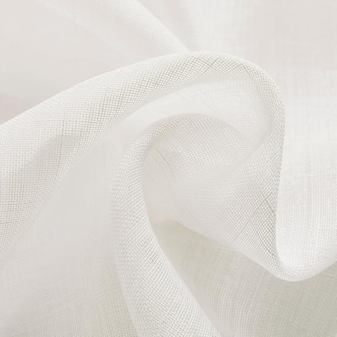 Joydeco Sheer Curtains 84 Inches Long, Cream Curtains for Living Room 2 Panels Set, Ivory Curtains Window Privacy Assured with Light Filtering(W52 x L84 Inch,Ivory)