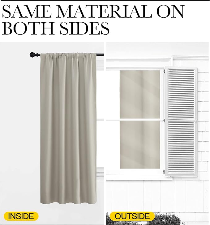 NICETOWN Blackout Curtains for Living Curtains, Room Darkening Window Curtain Panels, Easy-Care Solid Thermal Insulated Draperies/Drapes for Daughter Room (Natural, 2 Panels, 29 by 50)