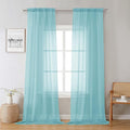 Lecloud Aqua Sheer Curtains for Living Room 96 Inches Long 2 Pcs, Dual Rod Pockets Light Filtering Airy Home Decor Window Curtains for Bedroom, Solid Color Voile Drapes, Each Panel 42" W x 96" L