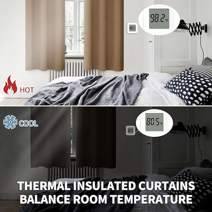BGment Blackout Curtains for Bedroom - Grommet Thermal Insulated Room Darkening Curtains for Living Room, Set of 2 Panels (70 x 63 Inch, Taupe)