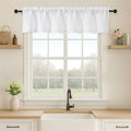 OVZME White Valance for Windows, Light Filtering Thick Textured Small Short Valance Kitchen Curtain, Dual Rod Pocket Top Short Window Curtain for Bathroom Basement, 1 Piece, 60Wx12L Inch