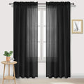 DWCN Black Sheer Curtains Semi Transparent Voile Rod Pocket Curtains for Bedroom and Living Room, 52 x 90 inches Long, Set of 2 Panels