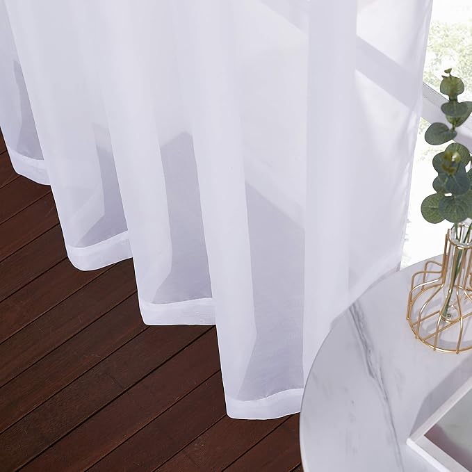NICETOWN White Sheer Curtains for Bedroom Windows 84" Length with Width 37" Per Panel, Grommet Casual Voile Sheer with Light Filter Window Treatments for Nursery/Apartment/Living Room, Set of 2