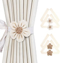 SRG 4pcs Handmade Rope Curtain Tiebacks | Boho Flower Curtain Holdbacks | Simple Elegant Sunflower Curtain Holders | Boho Bedroom Decor（Cream&Khaki）