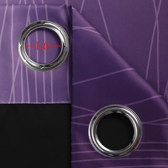 Estelar Textiler Purple and Black Ombre Blackout Curtains for Bedroom, Thermal Insulated Gradient Blackout Drapes, Full Room Darkening Energy Saving Curtains for Living Room, 42Wx63L, 2 Panels