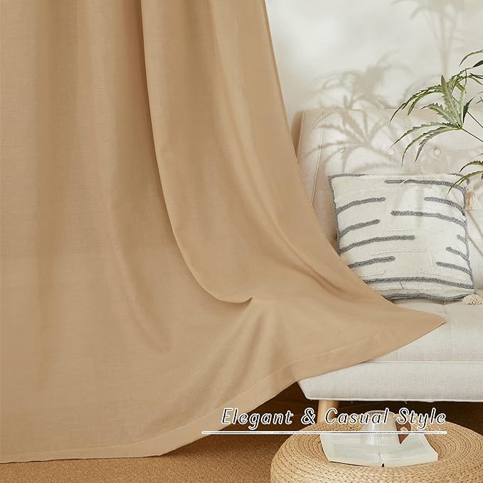 NICETOWN Burlap Linen Doorway Curtains 80 inches Long, Grommet Thick Linen Weave Semi Sheer Window Treatments Privacy Assured with Light Filtering for Bedroom/Side Door, W34 x L80