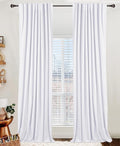 100% Blackout Shield Linen Blackout Curtains for Bedroom 90 Inches Long, Back Tab/Rod Pocket Living Room Drapes, Thermal Insulated Blackout Curtains 2 Panels Set, 50" W x 90" L, Bright White