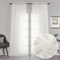 Chyhomenyc Sheer Curtains 120 Inch Extra Long, 2 Pieces, Rod Pocket Top Soft Voile Texture Window Draperies Lightweight & Airy Panels for Living Room/Bedroom, Each 42W x 120L inches, Ivory
