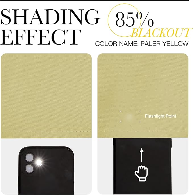 NICETOWN Kitchen Blackout Short Curtain Panels for Bedroom, Paler Yellow, 2 Panels, W42 x L45 -Inch, Thermal Insulated Grommet Top Blackout Draperies and Drapes