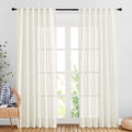 NICETOWN Linen Sheer Curtains and Drapes for Living Room, Rod Pocket & Back Tab Semitransparent with Light Through Vertical Window Treatments for Sliding Glass Door, Natural, W52 x L84, Set of 2