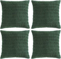 Fancy Homi Set of 4 Dark Green Boho Decorative Throw Pillow Covers 24x24 Inch for Couch Bed Sofa, Aesthetic Modern Bohemian Room Decor, Soft Fuzzy Fluffy Cozy Corduroy Textured Cushion Case 60x60cm