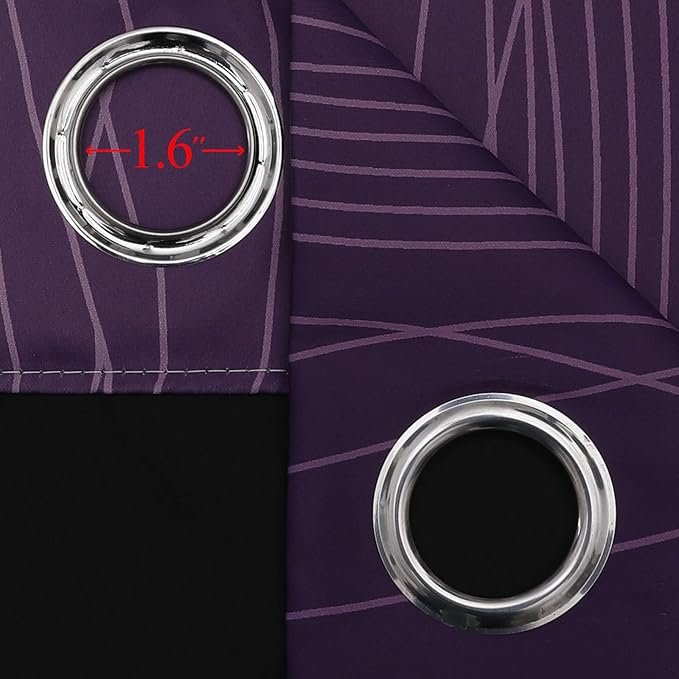 Estelar Textiler Ombre Blackout Curtains 102 Inches Long 2 Panels Set, Purple and Greyish White Thermal Insulated Drapes for Bedroom, Full Room Darkening Grommet Curtains for Living Room, 52Wx102L
