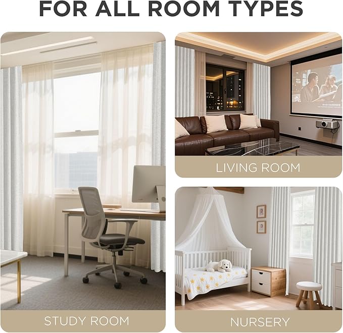 Joydeco Blackout Curtains for Bedroom - 100% Light Blocking 2 Panels Set White Drapes 37" W x 96" L, Thermal Insulated Room Darkening Curtains, Linen Textured for Living Room, Rod Pocket & Back Tabs