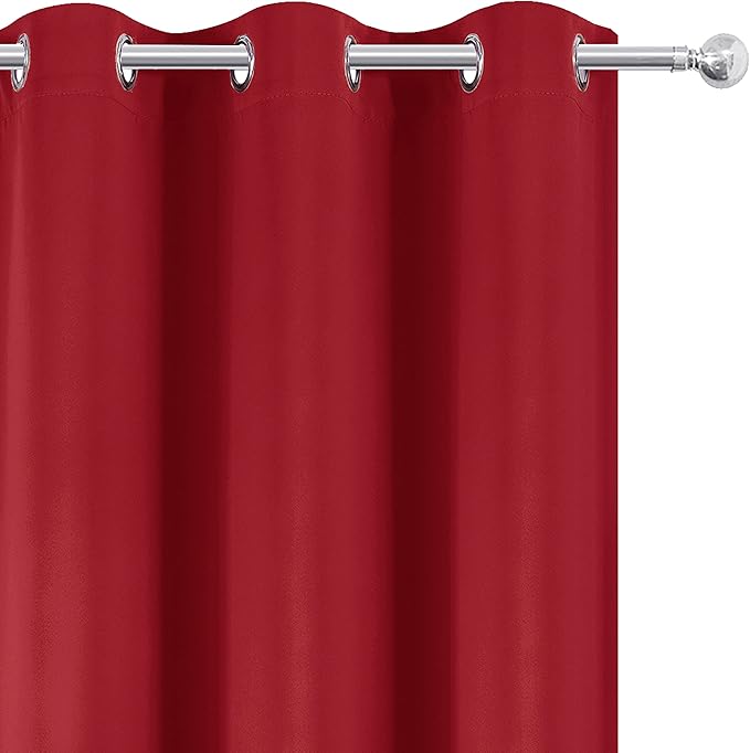 LEMOMO Bright Red Blackout Curtains 52 x 63 Inch Length/Set of 2 Curtain Panels/Thermal Insulated Room Darkening Blackout Curtains for Bedroom