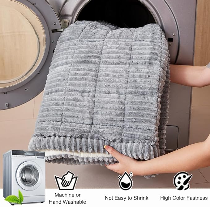Couch Cover for Dogs Washable, Fuzzy Pet Couch Covers for 3 Cushion Sofa Pet Friendly, Non Slip Sofa Cover (Light Blue-Grey, 27.6" x 82.7"/70 x 210cm)