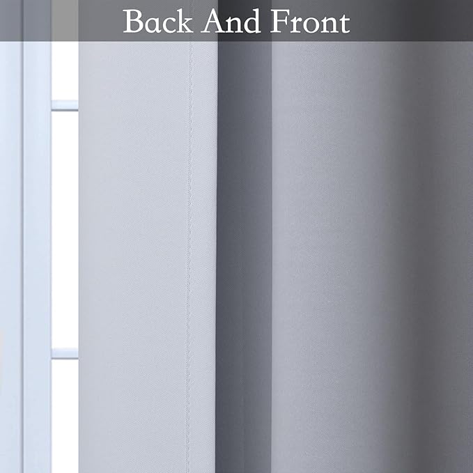SimpleHome Ombre Room Darkening Curtains for Bedroom, Gradient Black to Grey White Light Blocking Thermal Insulated Grommet Window Curtains/Drapes for Living Room,2 Panels, 62x84 inches Length