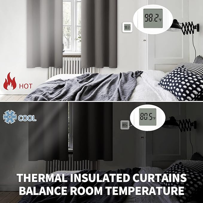 BGment Blackout Curtains for Bedroom - Grommet Thermal Insulated Room Darkening Curtains for Living Room, Set of 2 Panels (52 x 95 Inch, Grey)