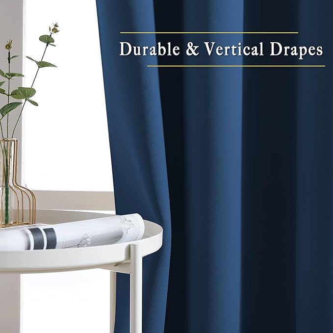 NICETOWN Blackout Curtains and Drapes for Window 95" L - Triple Weave Energy Saving Thermal Insulated Solid Grommet Blackout Panels for Patio (80" Wide per Panel, 2 Panels, Moroccan Blue)