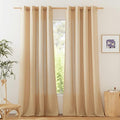 NICETOWN Rustic Linen 102 inch Long Curtains for Living Room, Grommet Privacy Added Thick Linen Weave with Light Filter Window Curtains & Drapes for Bedroom, Burlap, W55 x L102, 2 Panels