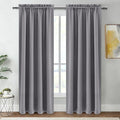 DWCN Blackout Curtains for Bedroom – Thermal Insulated Energy Saving Drapes for Living Room, Grey, W 38 x L 84 Inch, Set of 2 Rod Pocket Curtain Panels