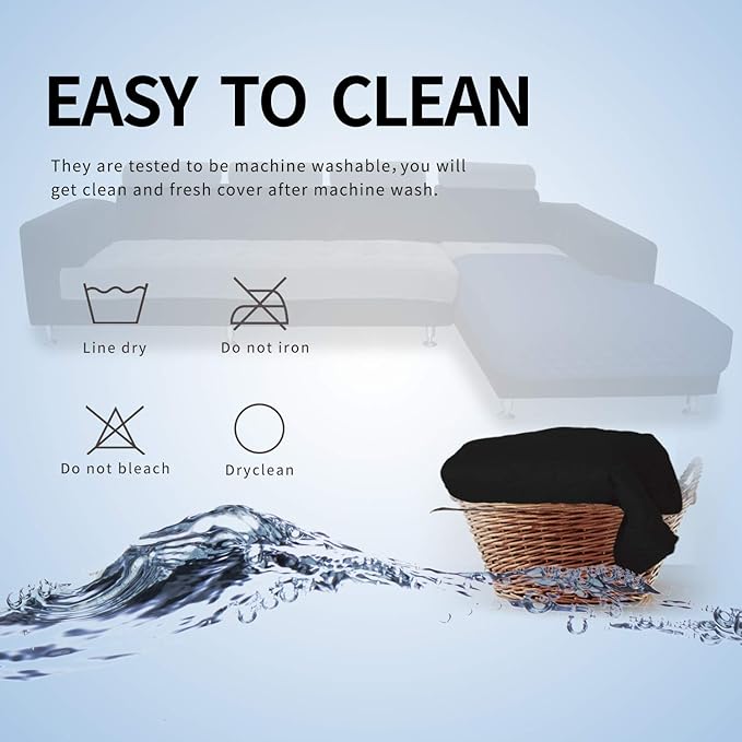 Easy-Going Sectional Couch Covers for Dogs L Shape Sofa Cover Reversible Sofa Slipcover Chaise Lounge Cover Furniture Protector Cover for Pets Dog Cat (42 x 52 inches, Black/Black)