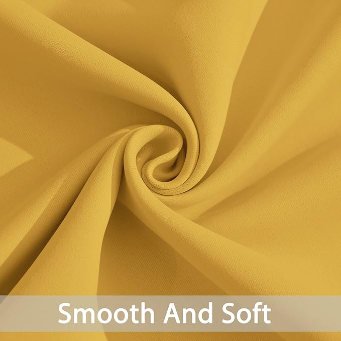 Yakamok Light Blocking Window Blackout Curtains Thermal Insulated Room Darkening Drapes for Bedroom,Solid Grommet Top Window Panels, 38x63 Inch, Mustard Yellow, One Pair