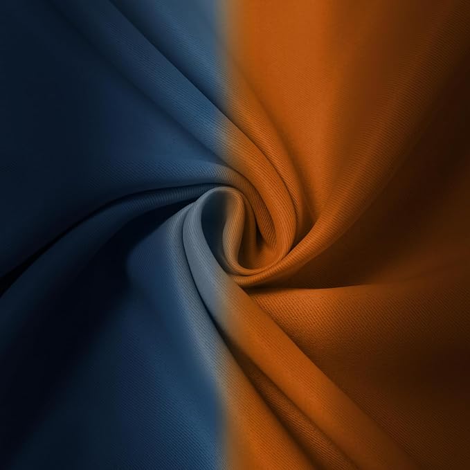 Yakamok Blackout Ombre Dark Blue and Burnt Orange Curtains-Gradient Room Darkening Curtain, Grommet Thermal Insulated Light Blocking Window Drapes Curtain for Living Room Bedroom,52 x 54 Inch,2 Panels