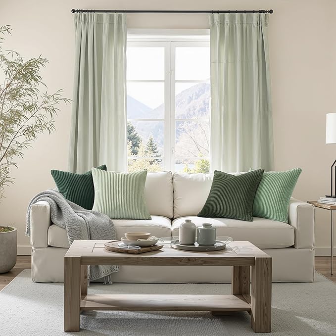 Topfinel Corduroy Throw Pillow Covers Pack of 2 Green 16"x16" No Insert with Hidden Zipper | Decorative Cushion Covers for Bedroom,livingroom and Nursery,Light Green