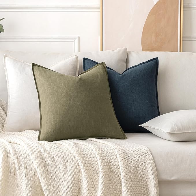 MIULEE Decorative Linen Lumbar Pillow Covers 12x20 Inch Cream White Boho Farmhouse Neutral Couch Throw Pillows for Bed Pack of 2 Accent Modern Pillowcase Sofa Livingroom Home Decor