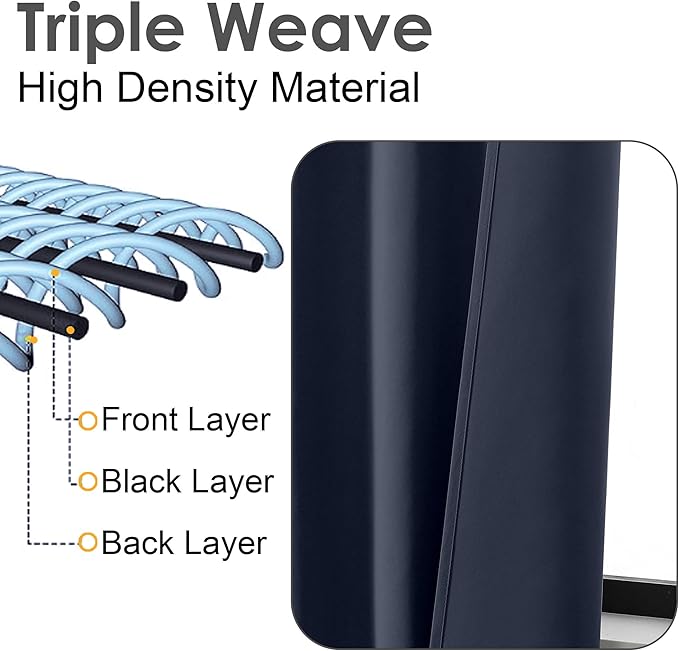 Chyhomenyc Navy Blue Valances for Window, Room Darkening Short Curtains for Kitchen Bedroom Living Room, Rod Pocket Top Small Window Treatment Valance RV Bunk Panels, 60" Wx18 L, 2 Pieces