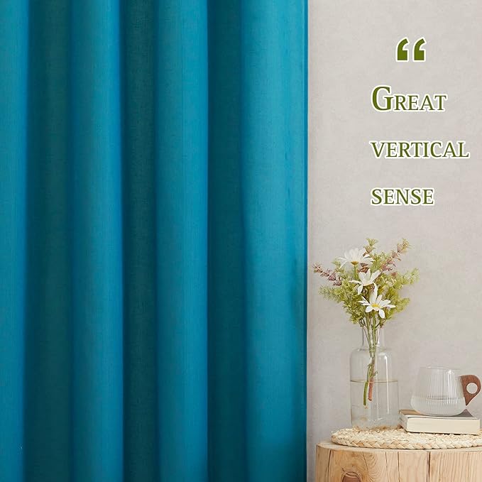 NICETOWN Peacock Green Sheer Curtains, & Drapes, Grommet Semi Sheer Linen Curtains Privacy with Light Filtering Window Treatments for Children, Adult Room/Kids Room, W52 x L108, 2 Panels