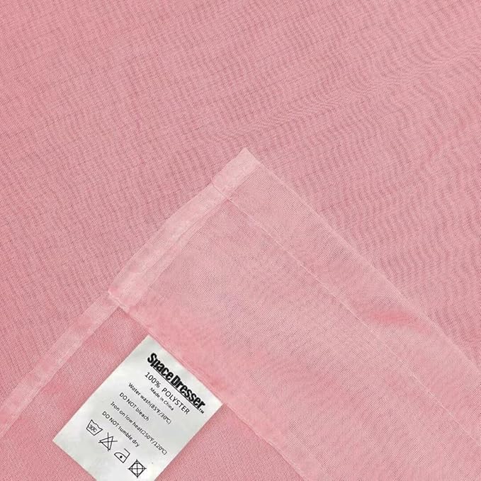 SpaceDresser Sheer Voile Window Treatment Rod Pocket Curtain Panels for Kitchen Bedroom Living Room Drapes Sunlight Filtering Privacy Semi Home Decor Assorted Colors Sizes (Blush, 52 W x 90 L)