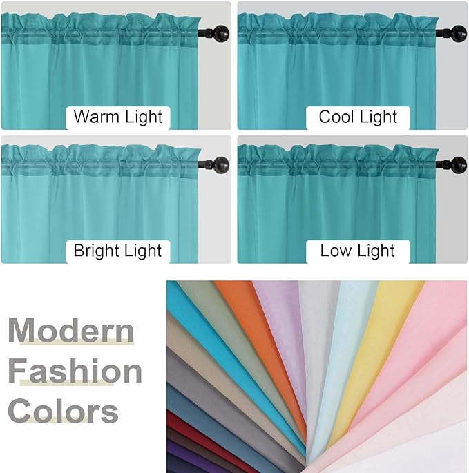 Turquoise Sheer Curtains 84 Inches Long 2 Panels, Soft Airy Light Filtering Curtains for Bedroom Living Room, Modern Rod Pocket Privacy Drapes Window Treatments, Total Wide 84 Inch