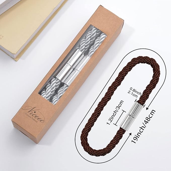 NICEEC 4 Pack Strong Magnetic Curtain Tiebacks Modern Simple Style Drape Tie Backs Convenient Decorative Weave Rope Curtain Holdbacks for Thin or Thick Home & Office Window Draperies (Deep Coffee)