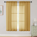 Sheer Gold Curtains for Bedroom Living Room 63 Inch Length 2 Panels, Airy Soft Light Filtering Sheer Dining Room Curtains, Modern Rod Pocket Drapes, Gold, Each 42" Wx63 L Inches