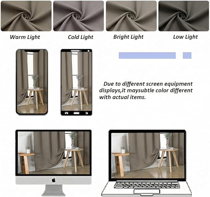 Simplebrand Ava Latte Short Blackout Curtains for Bedroom 45 Inches Long 2 Panels Set, Solid Thermal Insulated, Energy Saving Window Treatment Curtains Blackout Drapes, W40 x L45 Inch, Latte