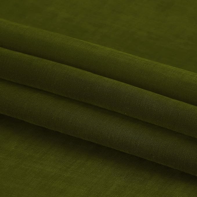DWCN Olive Green Sheer Curtains Semi Transparent Voile Rod Pocket Curtains for Bedroom and Living Room, 70 x 96 inches Long, Set of 2 Panels