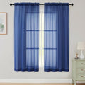 Sheer Curtains 63 Inch Length 2 Panels Set for Living Room Bedroom, Airy Soft Light Filtering Sheer Dining Room Curtains, Modern Rod Pocket Drapes, Royal Blue, Each 42" Wx63 L