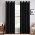 MIULEE Linen Texture Curtains for Bedroom Solid 100% Blackout Thermal Insulated Halloween Black Curtains Grommet Room Darkening Curtains/Draperies for Living Room Nursery 52x72 Inch (2 Panels)